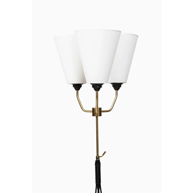 - Pair of height adjustable uplights / floor lamps - Produced in Sweden, 1960s - Made of brass, black lacquered metal -...