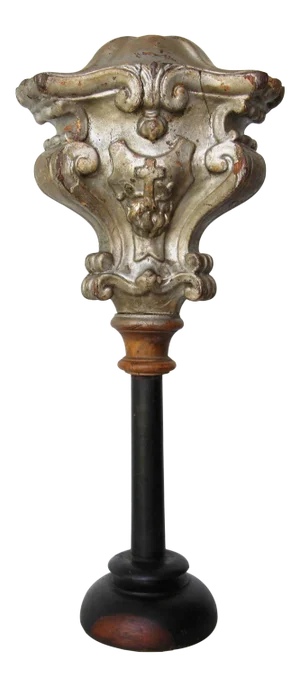 18th Century Baroque Silver Plated Wood Candlestick