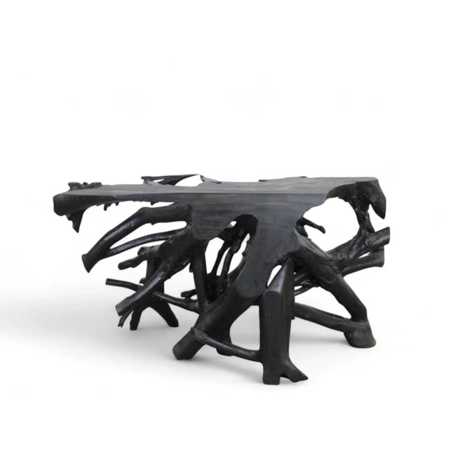 Contemporary Black Teak Root Console Table For Sale - Image 3 of 7