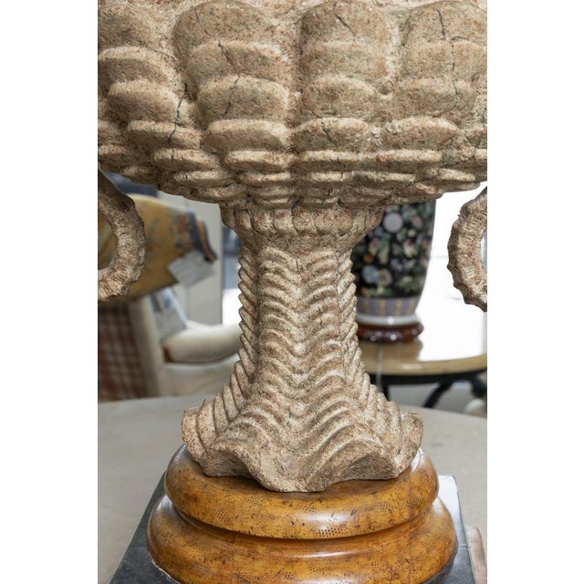 Stone Gray Pair of Monumental Carved Stone Sea Horse Urn Lamps For Sale - Image 8 of 8