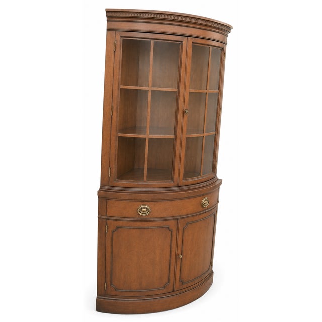 Mid-Century Modern 1950s Vintage Drexel New Travis Court Bow-Front Corner China Cabinet For Sale - Image 3 of 15