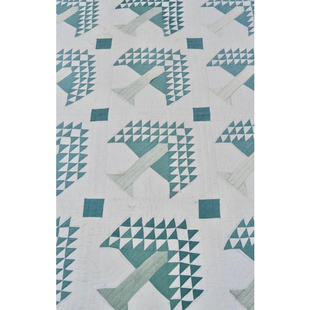 Off-white 1940s Tree of Life Summer Weight Cotton Quilt For Sale - Image 8 of 13