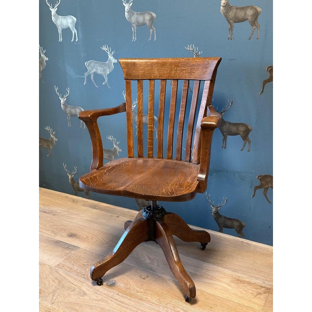 Wood Antique Oak Office Chair, 1890s For Sale - Image 7 of 7