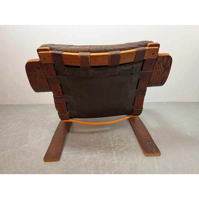 Mid-Century Leather Lounge Chair on Plywood Frame, the Netherlands 1970s For Sale - Image 4 of 10