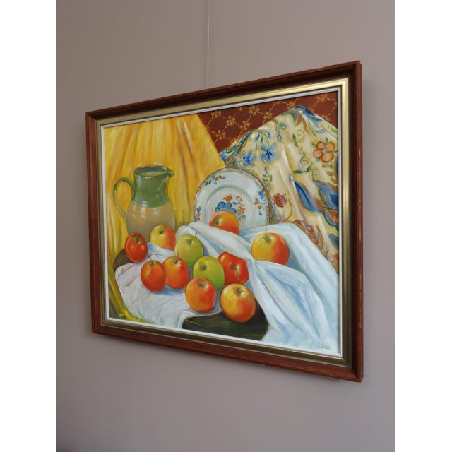 Mid 20th Century Mid-Century Modern 'Gathered Harvest' Vintage Original Swedish Still Life Oil Painting, Framed For Sale - Image 5 of 13