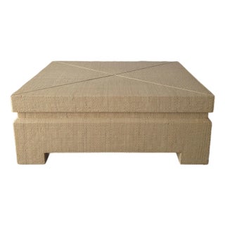 1980s Coastal Modern Rattan Wrapped Square Coffee Table For Sale