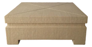1980s Coastal Modern Rattan Wrapped Square Coffee Table