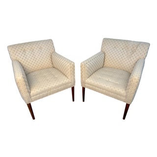 Pair of Vintage Scandinavian Tufted Armchairs For Sale