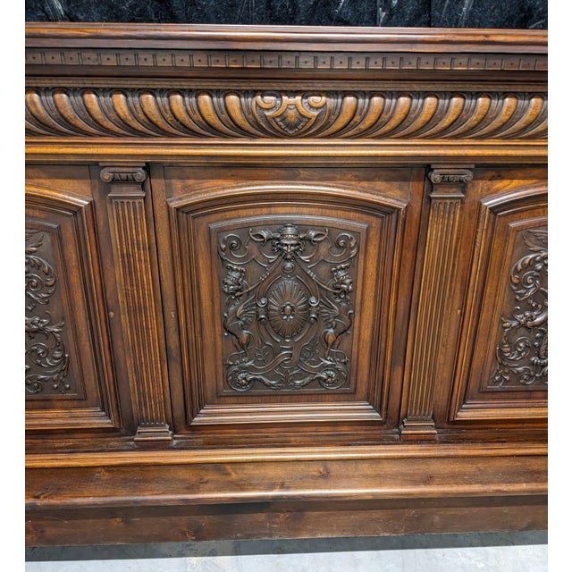 Bar, 19th Century French Renaissance Vintage Carved Buffet With a Marble Top For Sale - Image 11 of 14