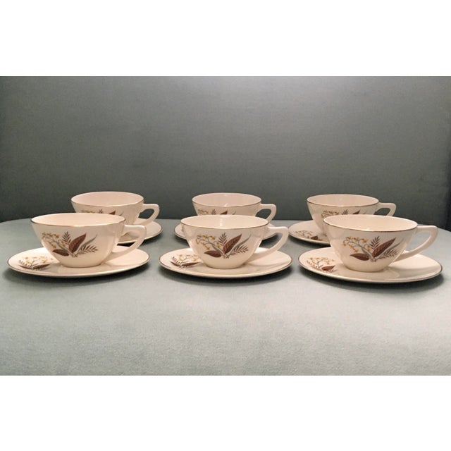 Mid 20th Century Mid 20th Century “Harmony” China Teacups and Saucers by Edwin Knowles Set- 12 Pieces For Sale - Image 5 of 9