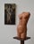 Vintage Large-Scale Terracotta Figure Sculpture, Circa 1960s. Elongated hand-built terracotta torso sculpted with its body...