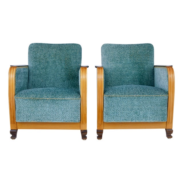 Swedish Art Deco Elm and Birch Armchairs, 1930s, Set of 2 For Sale