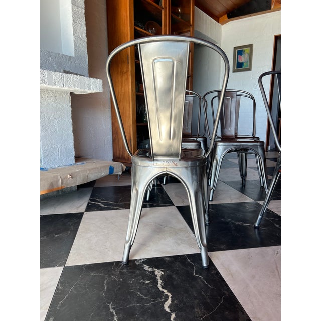 Set of Six Original Tolix Cafe Chairs For Sale - Image 9 of 9