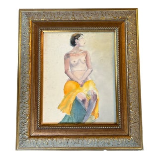 1970’s Original Abstract Female Nude Watercolor Painting For Sale