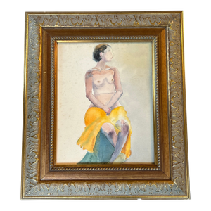 1970’s Original Abstract Female Nude Watercolor Painting