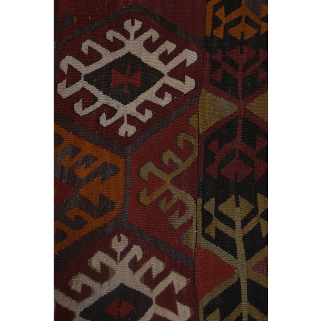 Brick Red 1960s Vintage Red Turkish Kilim Runner 3'9'' X 12'4'' For Sale - Image 8 of 13