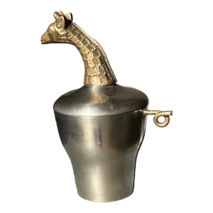 Mid 20th Century Vintage Giraffe Pewter Lidded Trinket Box