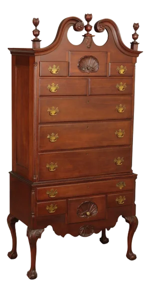 Feldenkrais Chippendale Style Mahogany Highboy Chest