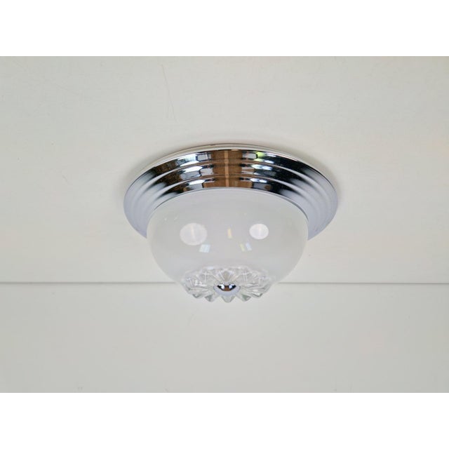 Art Deco Chrome Art Glass Ceiling Lamp, Italy, 1960 For Sale - Image 4 of 7