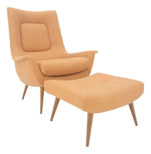 Lawrence Peabody Tapered Dowel Leg Lounge Chair Matching Ottoman New Upholstery