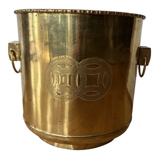 Vintage Asian Large Brass Planter For Sale