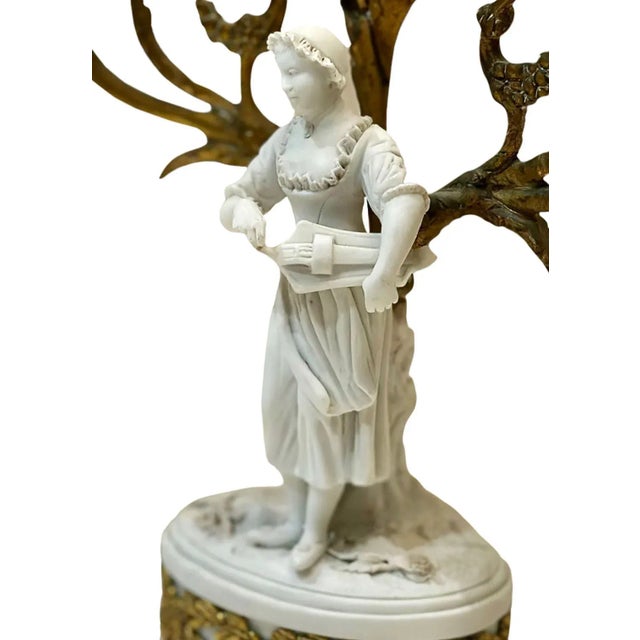 French Bisque Figure French Double Arm Candlestick For Sale - Image 3 of 5