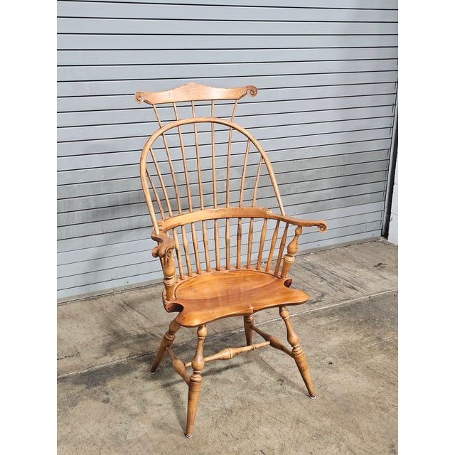 American 1960s d.r. Dimes Master's Chair Comb Back Windsor Arm Chair Bench New Hampshire Rare For Sale - Image 3 of 17
