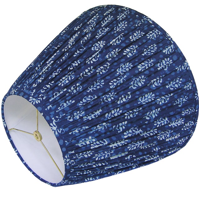 New, Made to Order, Indigo Blue Block Print Fabric, Small Pleated