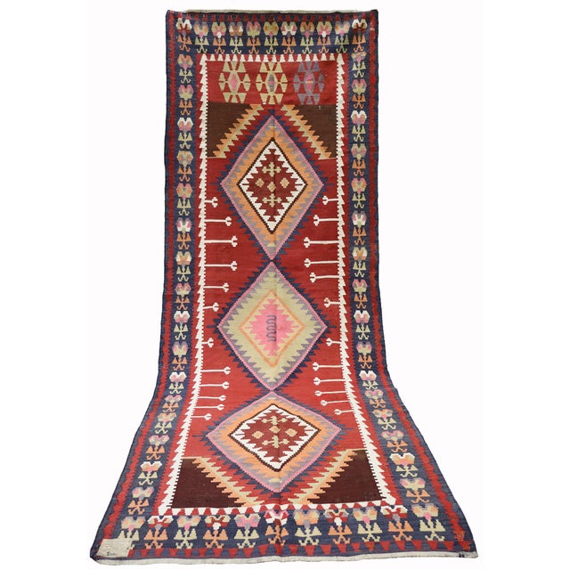 Fine Hand-woven caucasian Kilim\. Typically geometric designs are used and these Kilims usually come in a variety of...