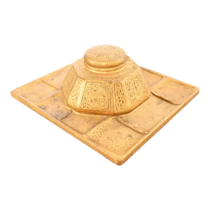 Tiffany Studios New York Zodiac Bronze Doré Partner's Inkwell With Desk Tray