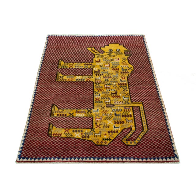 Hand-Knotted Gabbeh Nomadic Rug For Sale - Image 4 of 11