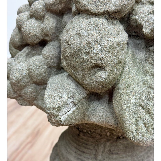 Vintage Concrete Garden Fruit Baskets Statues Urns, a Pair For Sale - Image 13 of 14