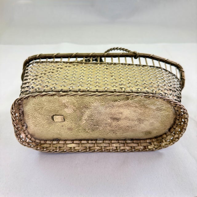 French Woven Silver Metal Wine Bottle Carrier and Server - 1930s For Sale - Image 13 of 17