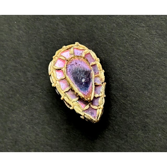 A small but scarce brooch crafted by French art jewelry designer Line Vautrin (1913-1997) circa 1950s-1960s. The tear-drop...
