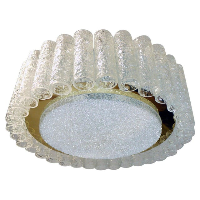 Gold Vintage Murano Glass and Brass Flush Mount from Doria Leuchten, 1960s For Sale - Image 8 of 8