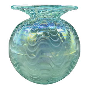 1997 Glass Eye Studio Iridescent Pulled‑Feather Art Glass Vase