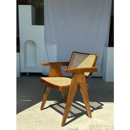 Natural Wood Cane Office Chair For Sale - Image 15 of 18