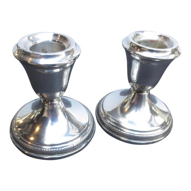 Sterling Silver Candlesticks - A Pair of 2 For Sale