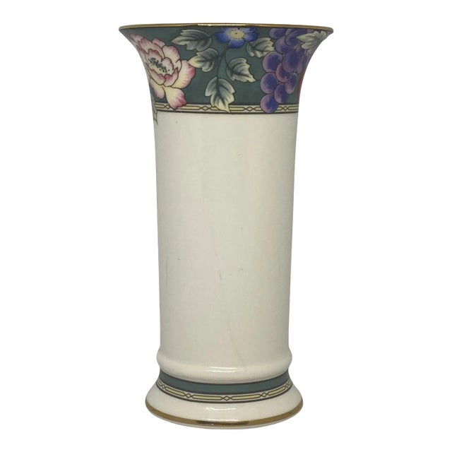 Vintage Royal Doulton Orchid Hill Medium Column Fine Bone China Vase For Sale