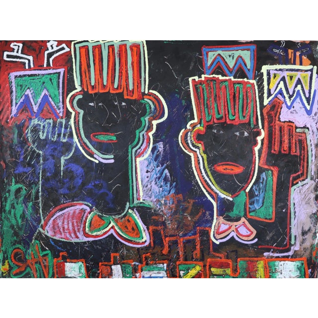 Sax Berlin Wise Up We All From Africa. Large Neo Expressionist Painting 2019 For Sale