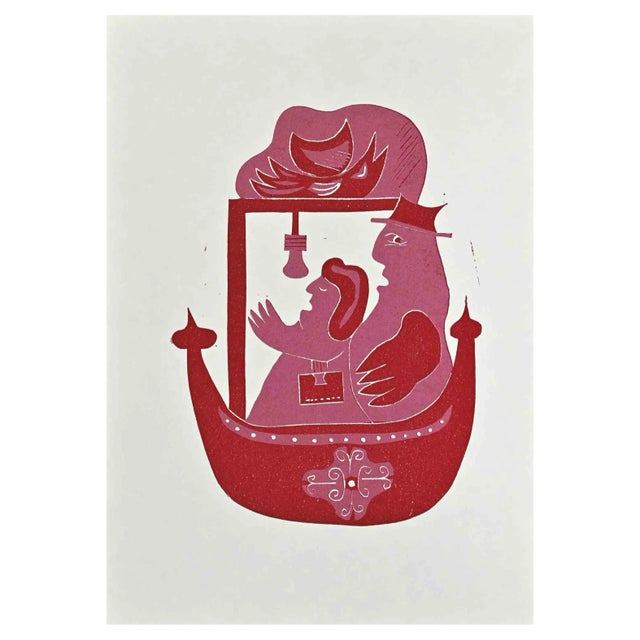 Axel Hartenstein, Nobles On Gondola, Screenprint, Mid 20th Century For Sale