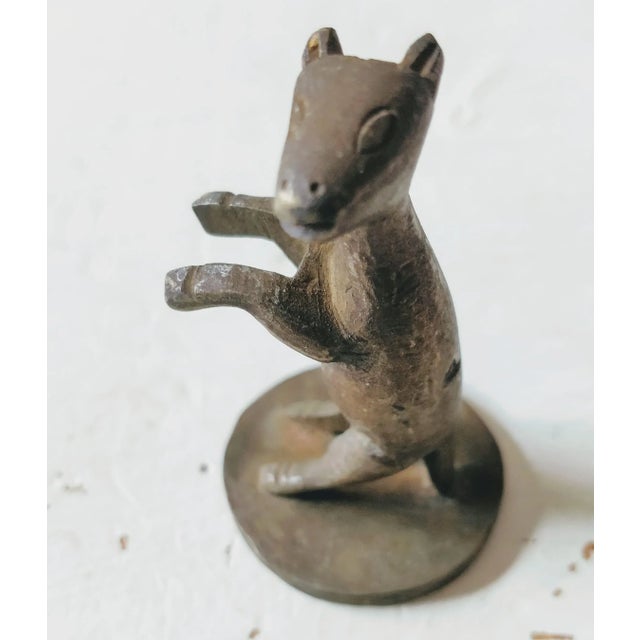 Vintage Chinese Bronze Deer Animal Scroll Weight, primitive early figurine of a stylized deer perhaps. It has some age...