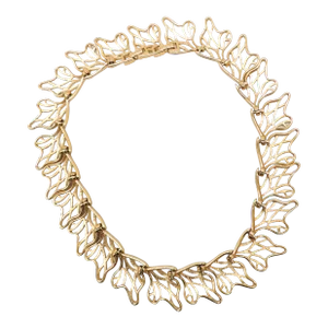 Vintage 1980s Signed Monet Goldtone Wavy Cut Out Link Necklace