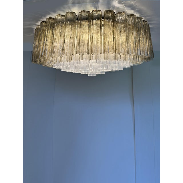 Murano Contemporary Clear and Fumè “Tronchi” Murano Glass Chandelier in Venini Style For Sale - Image 4 of 5