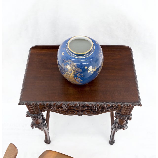 Petit Heavily Carved Walnut Cherubs Rope Edge Two Piece Console Table Shelf MINT For Sale - Image 6 of 18