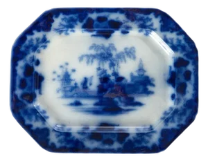 1840's J. G. Alcock Scinde Pattern Flow Blue Platter