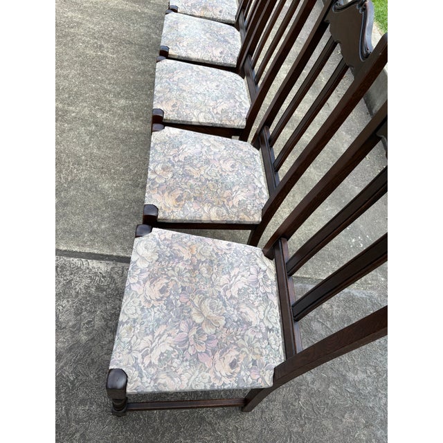 Brown French Country Dining Chairs With Upholstery Seats - Set of 6 For Sale - Image 8 of 10