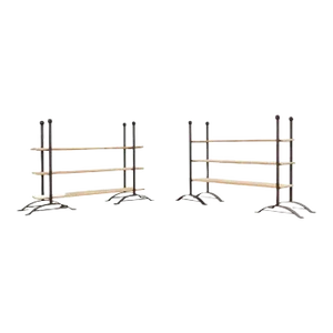 Pair of Patinated Iron and Pine Bakers Rack or Bookshelves