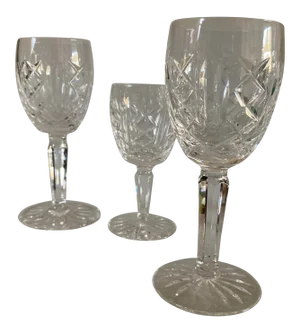90's Waterford Crystal Mixed Size "Glengarriff" Pattern Steam Ware S/3