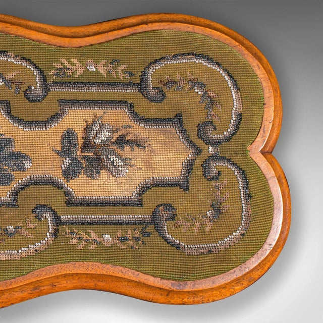 Wood Antique Tea Fancies Stand, English, Walnut, Beadwork, Cake Platter, Victorian For Sale - Image 7 of 9